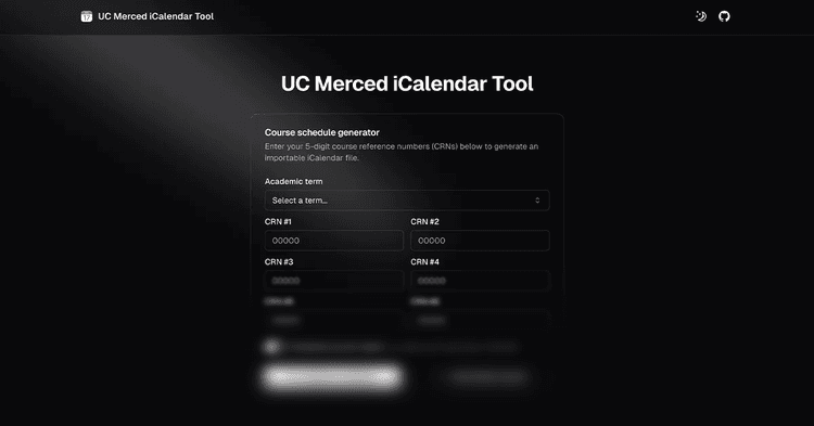 Project cover for UC Merced iCalendar Tool