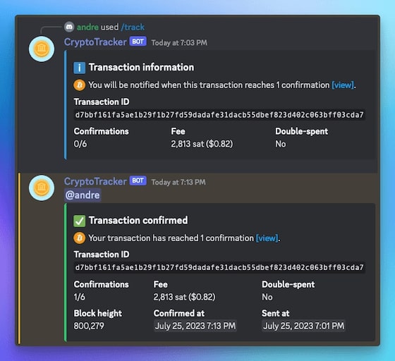 Example of CryptoTracker in action